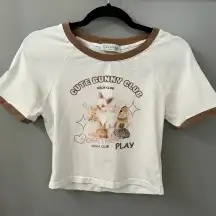 Ozlana Australia Baby Tee Cute Bunny Club Graphic Shirt Size Medium