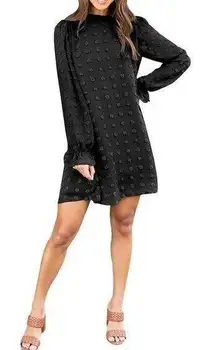 NEW Swiss Dot Mini Dresses Loose Chiffon Short Dress L