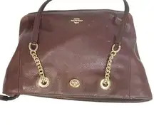 COACH TURNLOCK Chain Tote 27 Zip Top Leather Shoulder Bag 57107 Oxblood