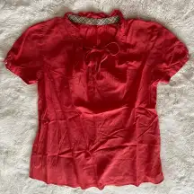 Women’s EUC Burberry London Blue Label (Japan) Coral Eyelet Red Blouse size 38