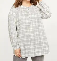 NWT lane bryant plaid pin tuck popover shirt 18/20