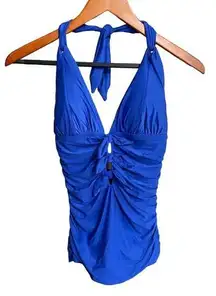 Carmen Marc Valvo  Ruched Bow-Front Halter Tankini