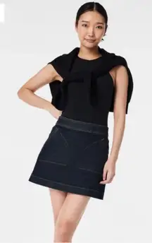 Spanx Denim Mini Skirt A Line Built in Shorts in Raw Indigo Wash Size M