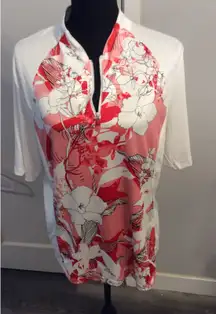 Floral XL Short Sleeve Partial Zip Women's Golf Polo PGA Tour
