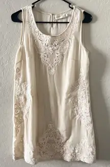 Johnny Was 4 Love & Liberty Ivory Silk Velvet Shift Dress