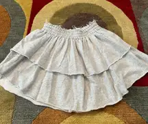 Light Grey Lounge Knit Material Comfy Frayed Ruffle Mini Skirt Size XS