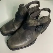 OTBT Leather Sling Back Moto distressed ankle boot size 6.5