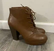 Brown Heeled Leather Booties