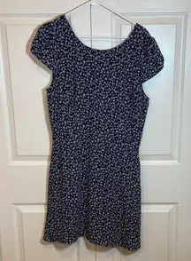 Abercrombie & Finche Flowy Navy/Purple Floral Short Sleeve Summer Dress Size L