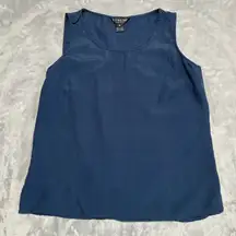 Citron Santa Monica Top Womens Medium Blue Silk Shell Capsule Nautical Layering