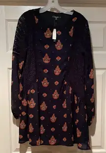 Miss Me Navy Blue Dress With Crochet Details