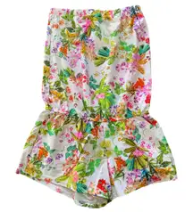 Shoshanna botanical floral strapless romper cover-up small