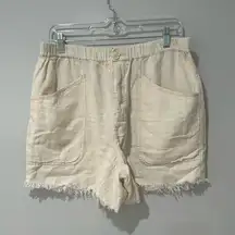 Free People Revolve Tomboy Linen Shorts Size S Color is Cream Oversized