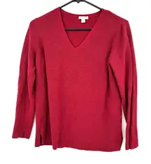 J.Jill Size Small Red Ribbed Long Sleeve Top Shirt Blouse Sweater Cotton Blend