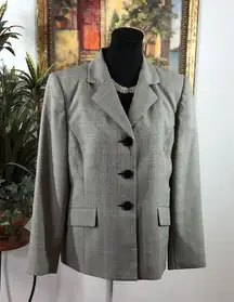 Jones Wear Suit Women Size 14 Gray Lapel Notch Collar 3 Buttons Faux pockets