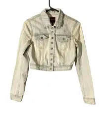 Highway Jeans Light Blue Button Front Cropped Long Sleeve Denim Jacket Junior SM