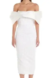 Eliya The Label Tanya Off The Shoulder Sequin Midi Dress White NWT Sz XL