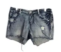 Inc International Denim Distressed Cut Off Shorts Size 8 Stretch 3" inseam