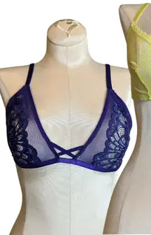 Women’s savage X fenty Lace and Mesh Bralette Set - Purple and Yellow small