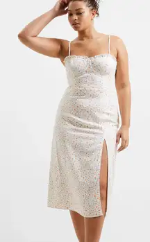 French Connection Camille Echo Floral Print Sleeveless Midi Dress White Size 6