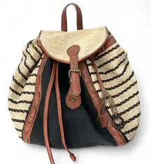 LUCKY BRAND The Kendal Striped Woven Blend Backpack Rucksack Bag Shoulder