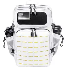 45L Tactical Backpack Molle Bag White and Yellow Water-Resistant Heavy-Duty Nylo