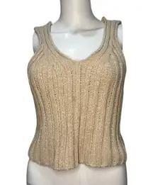 Boho Beige Knitted Cropped Tank Sweater Vest