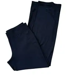 Eileen Fisher 4 Way Stretch Crepe Black Pull On Pant Sz M Wide Waistband & Leg