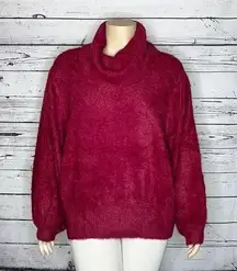 G by Giuliana NWT Size 2X Cranberry Cowl Neckline Eyelash Fuzzy Sweater Top