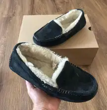 Ansley Black Suede Fur Slippers Slides Shoes
