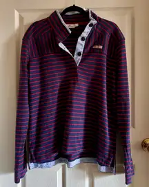 Vineyard Vines Womens Navy Red Stripe Pullover Size Large