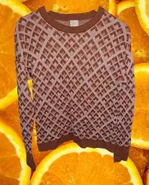 A New‎ Day Brown and Pink Diamond Design Sweater Size Medium
