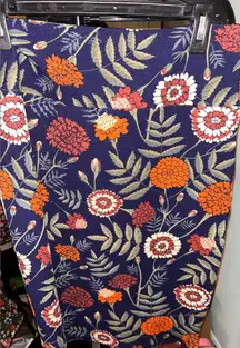 LuLaRoe Cassie Pencil Skirt with Orange and Cream Floral Design NWT