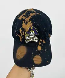 ECU Pirates Custom Bleach Splatter Dad Hat OS Embroidered