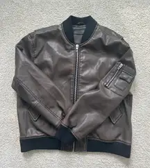 Faux Leather Bomber Jacket