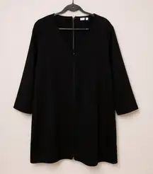 Gap Black Long-Sleeve V-Neck Dress With‎ Back Zipper Closure Large
