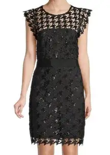 Milly Leila Herringbone Sequin Lace Dress Mini Cocktail Size 2 Women's NWT