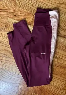 Nike Dri Fit Burgundy and Light Pink Leggings