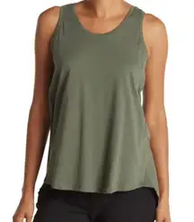 H. By Halston Green Crossover Surplice Cotton Tank