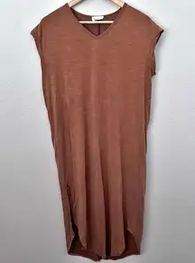 REVERIE x BOUTIQUE | Burnt Caramel Slub Knit Cap Sleeve Midi Dress | Size Small