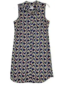 Cabi Sleeveless Shirt Dress Geometric Heart Chain Front Button Down Small