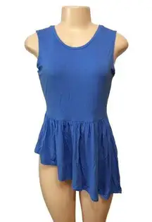 Kaari Blue Women's Small Blue Sleeveless Asymmetrical Hem Tank Top