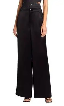 NonChalant Label Simon Pants in Black XSmall Womens Double Buckle Satin Denim