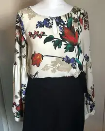 Express Women’s Floral Long Sleeve Bishop Balloon Sleeve Inspired Blouse