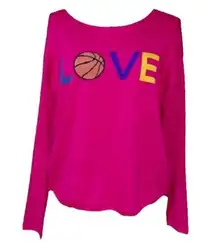 NWT Cashmere Blend Rachel Zoe Game Day Sweater LOVE Basketball