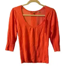 KNITTED & KNOTTED ORANGE WOOL SHORT SLEEVE BOW SWEATER