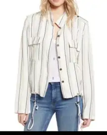 Rails Linen Rowen Jacket in Coco Stripe M