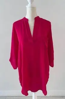 All in favor X Nordstrom sheer cherry red tunic long sleeve blouse size XS