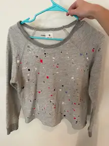 Sundry Distressed Paint Splatter Sweatshirt