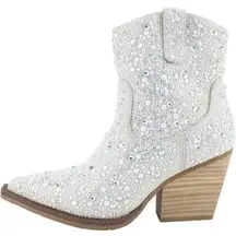 Very G Western Kady Pearl Bling Rhinestone Booties Cowboy Boots - Size 9.5